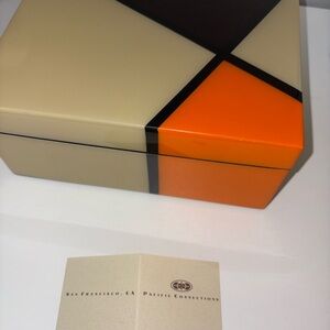 Pacific Connections Modern Orange and Cream Handcrafted Lacquered Wood Box
